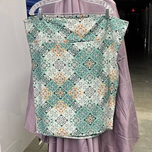 Torrid | Teal and Orange Cotton Foldover Pencil Skirt | size 3